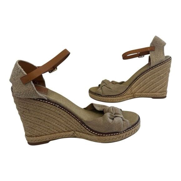 Tory Burch Women's Size 9.5 Macy Linen Espadrille Wedge Sandals - Picture 5 of 9